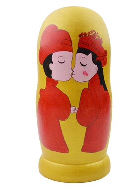 婚庆套娃－7层 椴木 纯手绘 中国古典婚礼 西方婚礼 宝贝图案道具