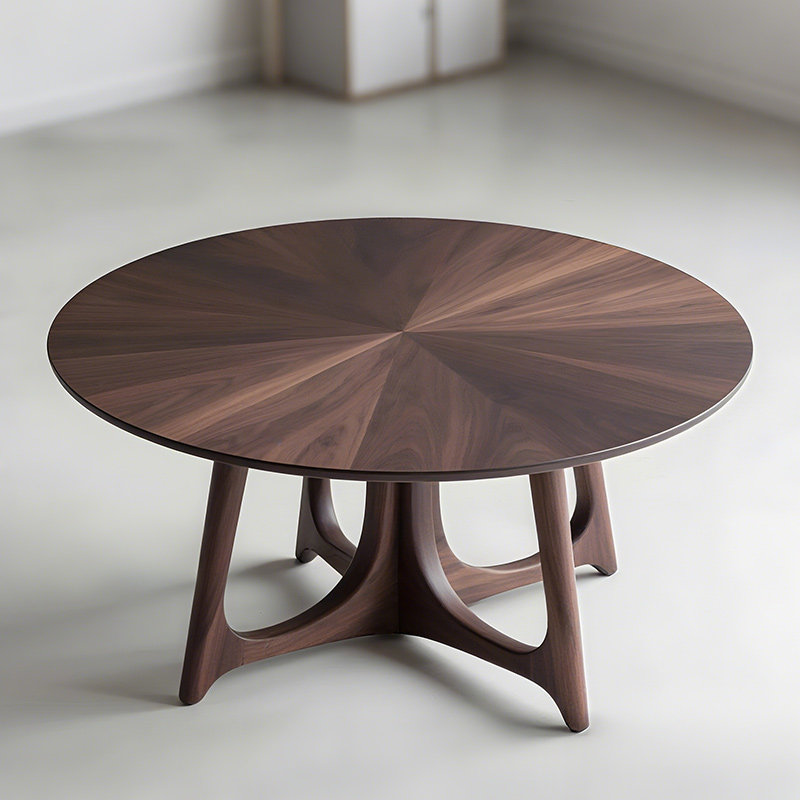 北欧黑胡桃木实木餐桌家用圆形饭桌复古圆餐桌意式极简客厅家具,住宅家具,实木餐桌,淘宝优惠券,粉丝福利购,淘宝优惠卷