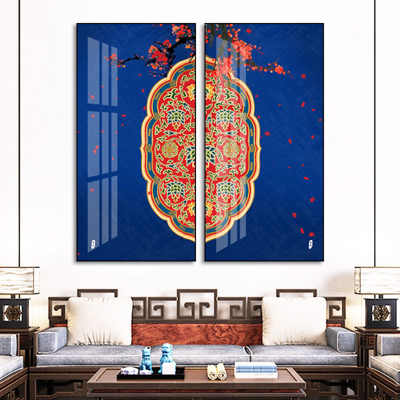 北京故宫紫禁城景色花鸟图挂画客厅玄关竖版装饰画饭店餐厅中式画