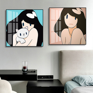 天野健挂画维纳斯和猫潮流版画小红书同款易梦玲猫咪画女孩卧室画