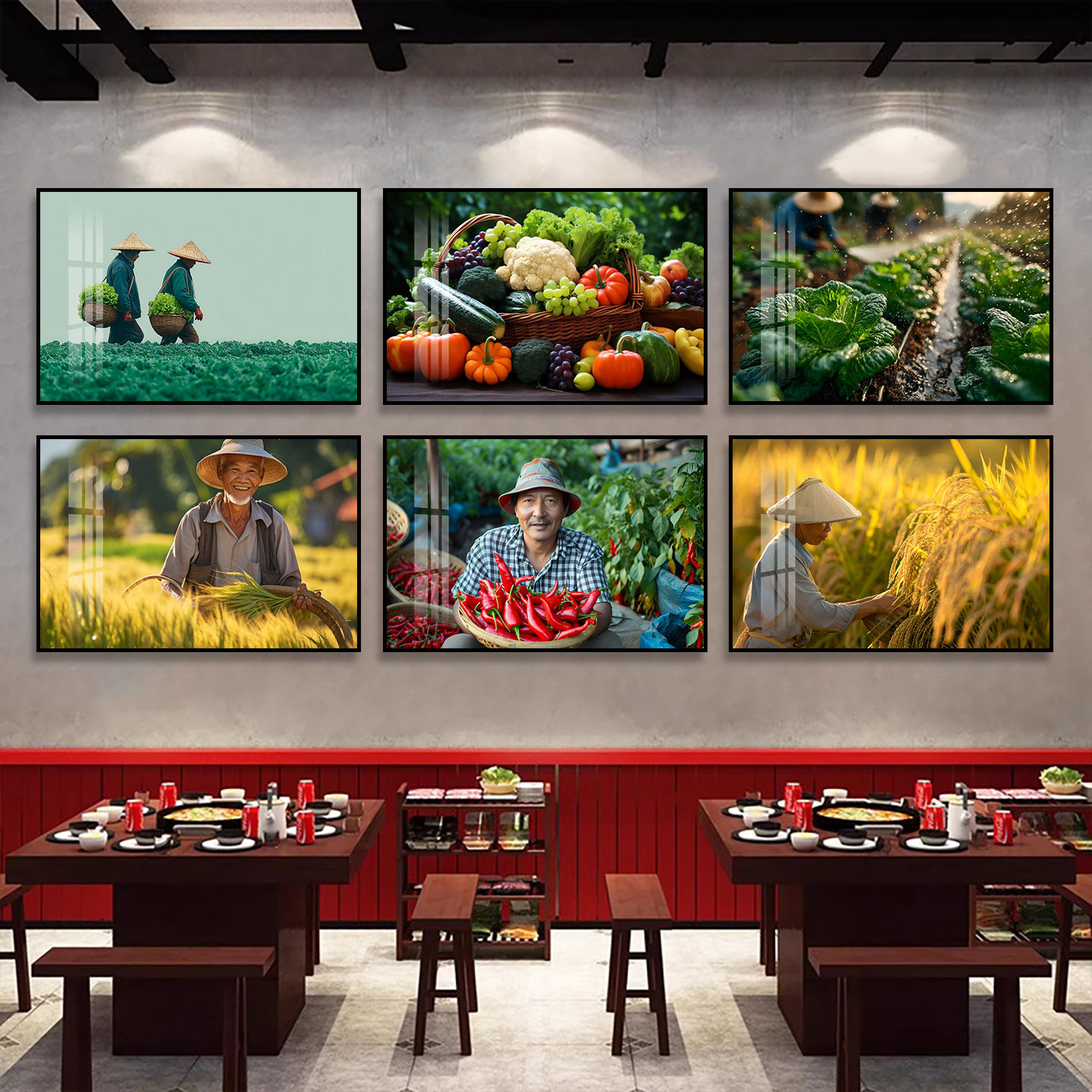 休闲农场饭店装饰画乡村田园风景挂画农家菜馆饭厅农耕麦穗丰收壁