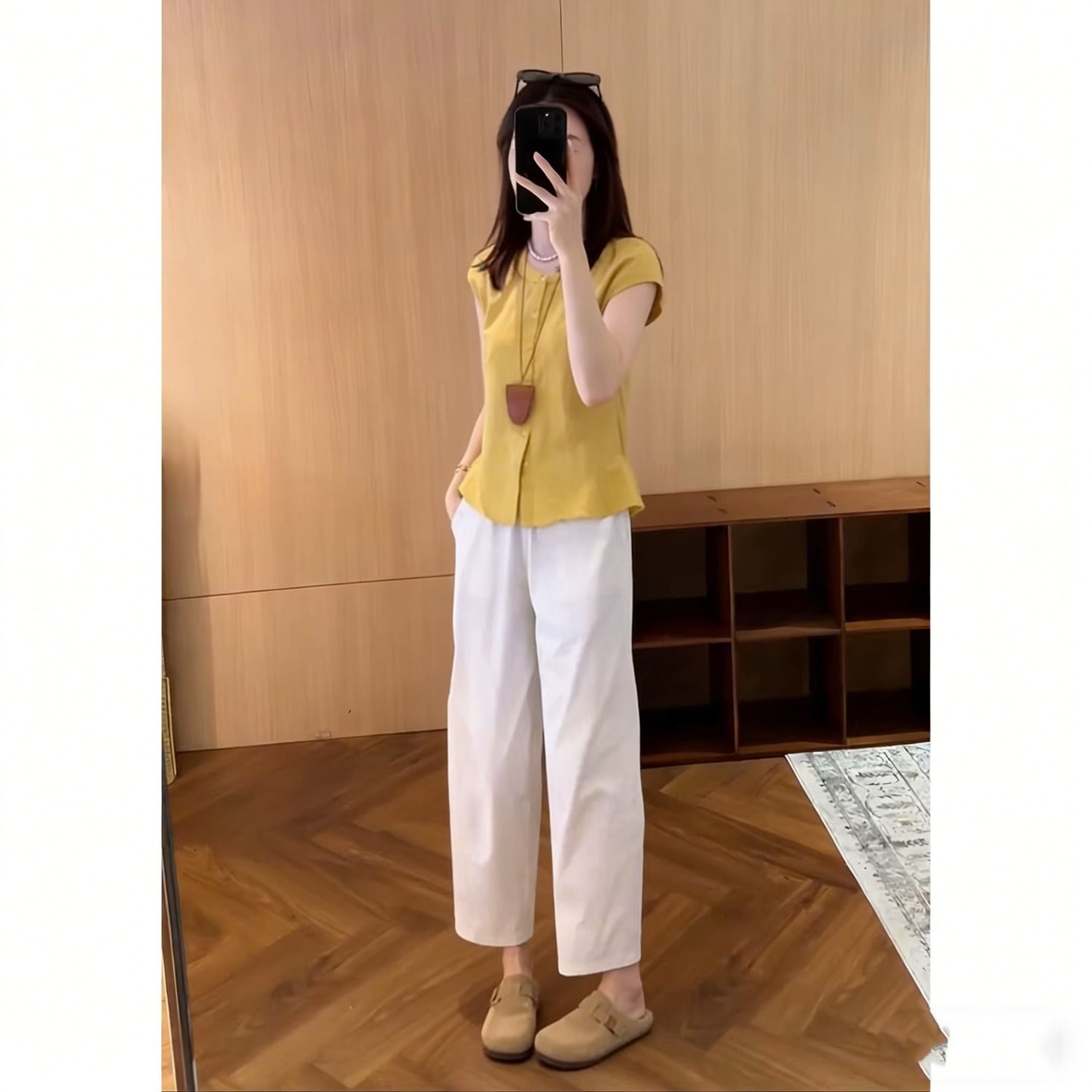 小众高级感荷叶边落肩衬衫女夏季新款减龄亚麻棉巨显白衬衣小衫薄