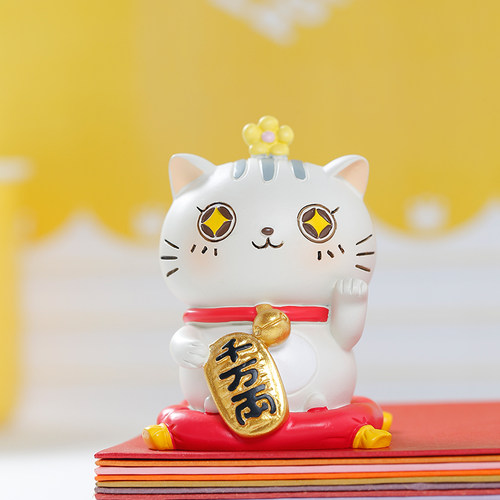 可爱猫咪摆件小号招财猫创意治愈办公桌工位装饰车载饰品送女朋友 - 封面
