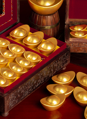 妙工坊金元宝银锭摆件招财办公室桌面实心彷真树脂道具家居装饰品