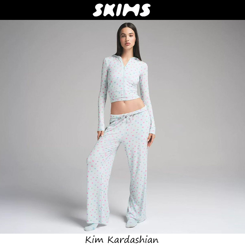 官方正品美国Skims套装卡戴珊甜酷风宽松休闲爱心印花四件套女装