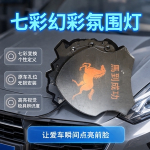 马到成功汽车中网灯日行灯氛围灯装饰灯直接连线七彩