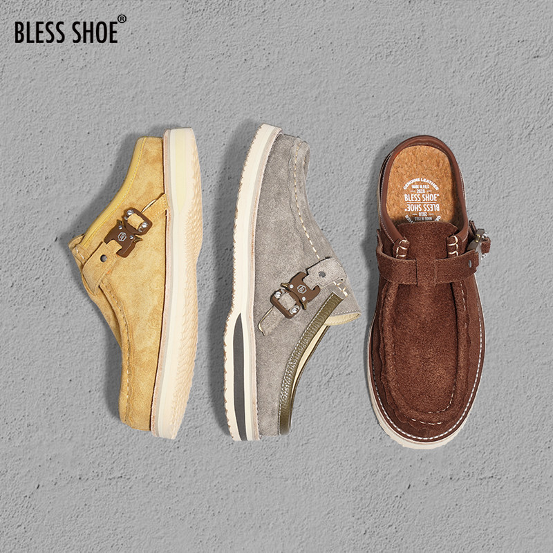 BLESS SHOE 22SS WALLABEE Mules夏季复古包头鞋 外穿袋鼠鞋拖鞋