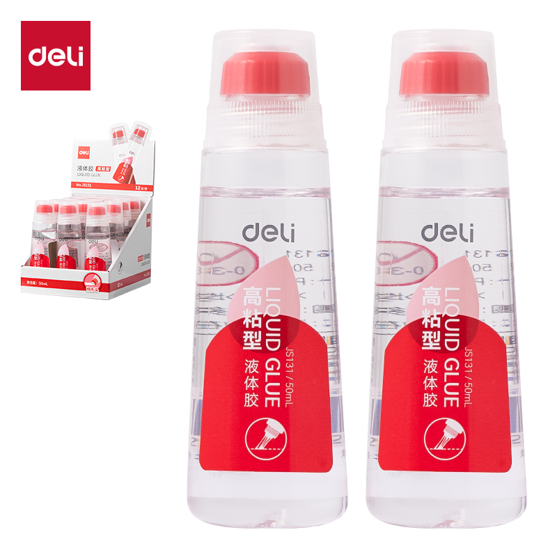 得力高粘型透明液体胶水海绵胶头设计学生手工制作diy办公高粘度胶粘胶水