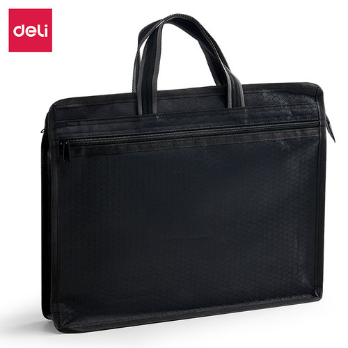 得力双层有背宽手提公文包大容文件包拉链式手提包资料会议包bg202