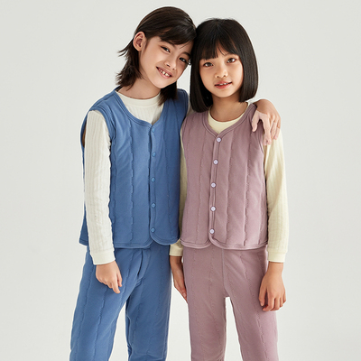 男孩保暖内衣套装男童女童三层夹棉加厚儿童秋冬背心马甲内搭冬天