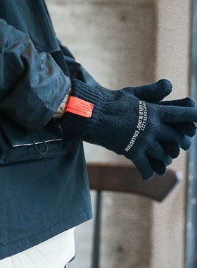 FINE STATE可触屏手套男冬季骑行加厚保暖防寒秋冬男生针织手套