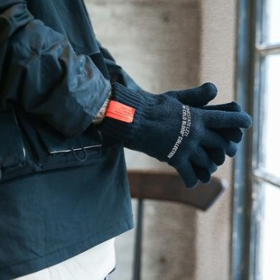 FINE 骑行加厚保暖防寒秋冬男生针织手套 STATE可触屏手套男冬季