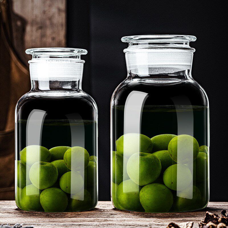 速发泡酒专用口瓶广酒磨砂玻璃瓶密封罐酒坛子自制酿青梅杨梅人参