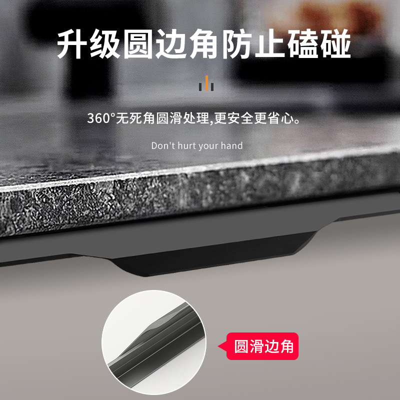 速发拇指款衣柜隐形拉手免开槽黑色现代简约橱柜通顶长把手封边可