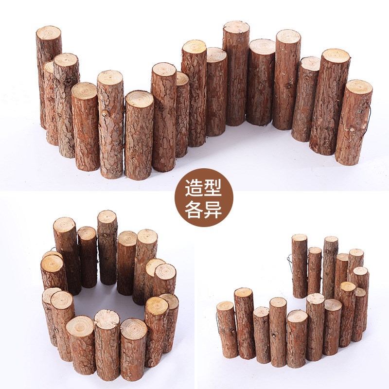 速发木栅栏带皮插木原木桩围栏户外杉地篱笆防装公园庭院花园腐饰