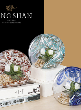 速发欧式创意风格餐6cm多品盆栽玻璃球客厅1桌轻奢装饰肉高级摆件