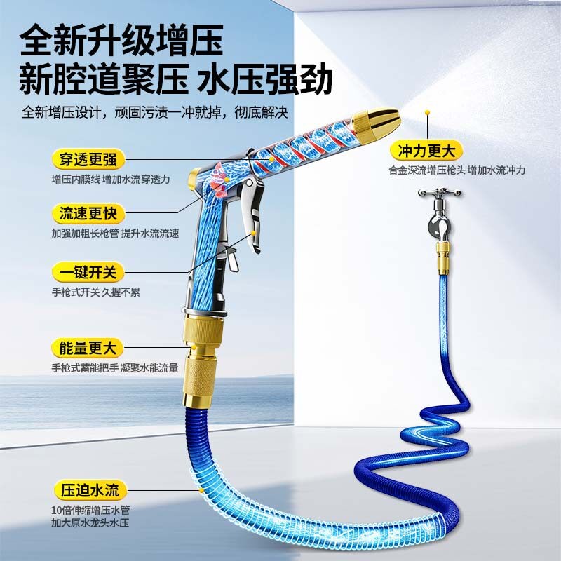 速发高压洗车水枪家用浇花神器伸缩水管软管自来水增压可冲洗水枪
