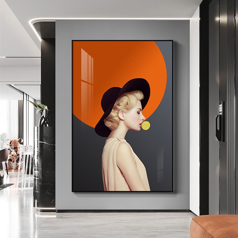 速发轻奢玄关装饰画客厅挂画走感美人物墙画竖版性廊过道壁画