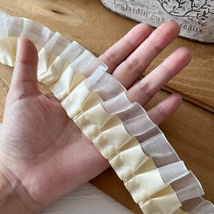 速发黄色蕾丝花边辅料手皱装饰叶子下摆衣服配饰褶工荷裙边宽包邮