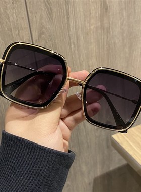 速发2020新款复古大框方形茶抗太街拍大脸色UV太