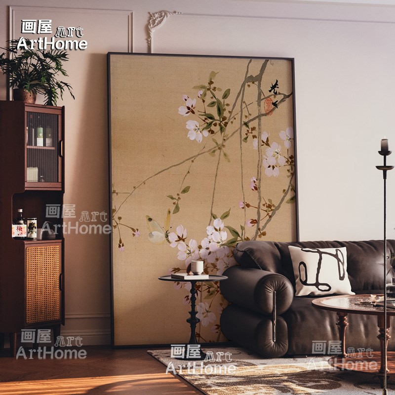速发风入户玄关装饰画高级感茶室别墅挂画复古花卉客厅壁画图片