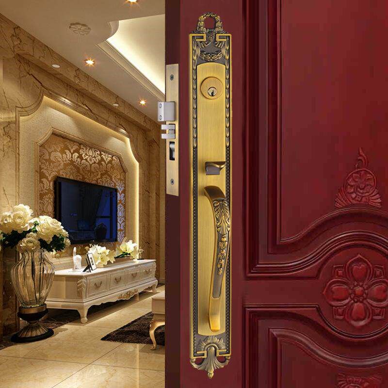速发锌合金别墅大门锁执手锁农村大木门锁纯铜锁芯静音机械门把手