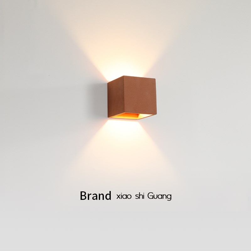 速发混凝土微水泥土橘色壁灯宿业风酒吧民工卧室床头侘寂风氛围装