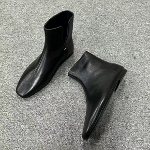 STELLA LUNA秋冬款短靴平底真皮方头裸靴小踝靴套脚靴时装靴女靴