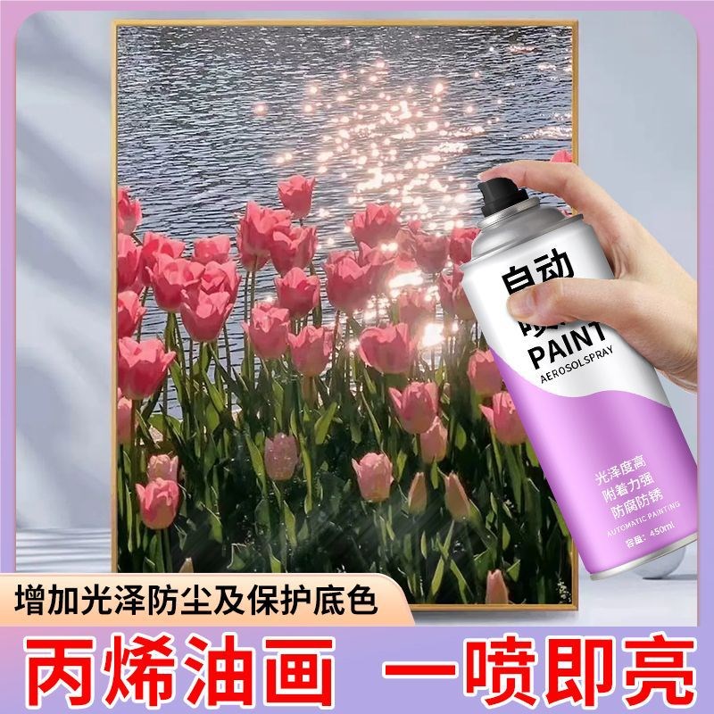 速发丙烯油画封亮光油喷剂保护底色增加光泽透明清澈快膜剂亮干层
