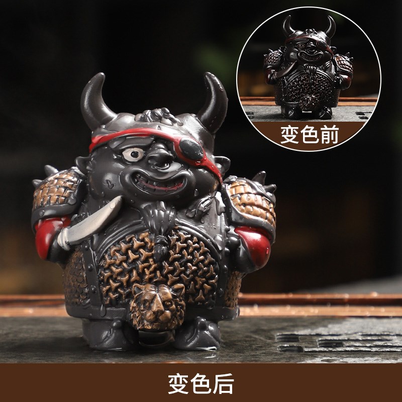 速发茶宠摆件招财牛头人 牛气冲天茶桌茶盘茶台茶具配件变色茶玩