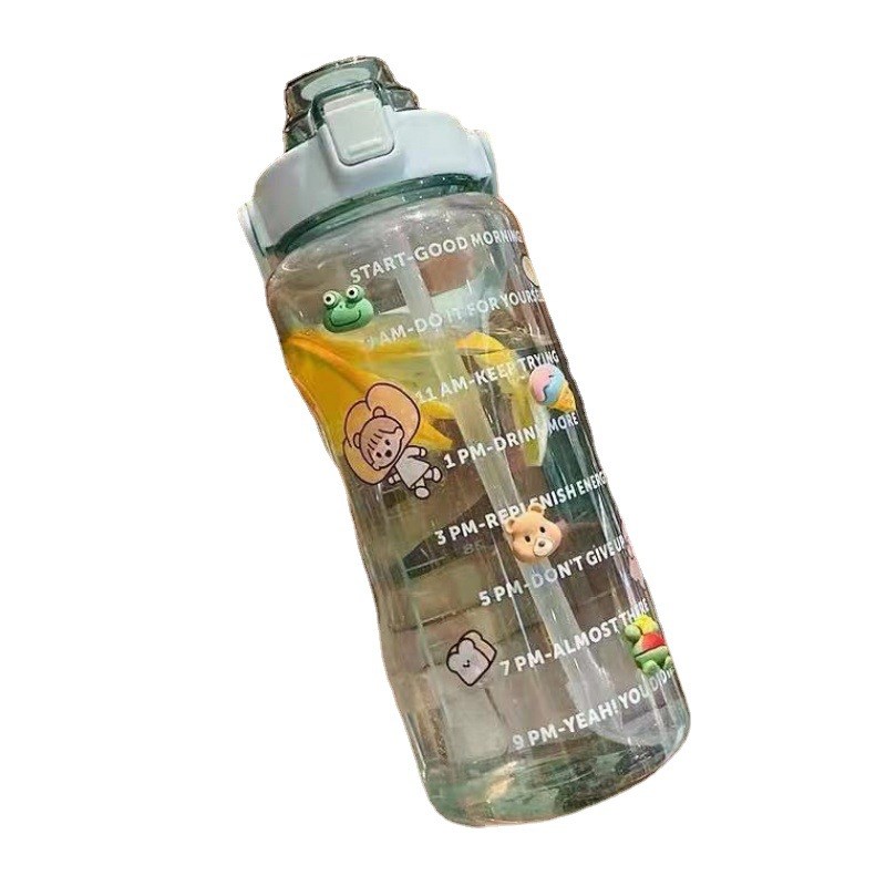 速发可批大容大塑料吸管大水杯塑的料水瓶高颜值量胖杯子水壶可爱