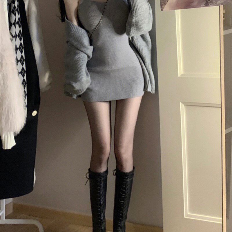 速发裙欲风辣妹针织吊带连衣纯春装2024底款性感打新包臀短裙子