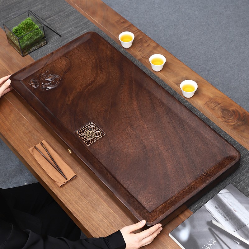 速发胡桃木简约双鱼戏水高档茶盘家用现代功夫茶具干泡台
