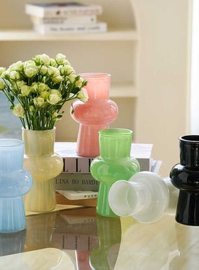 速发简约白色玻璃花瓶摆件桌插厅花水培餐客装饰品创意小清新