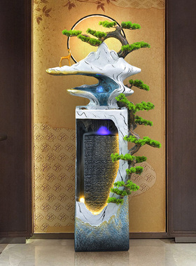 速发新中水流式摆件客厅落地装饰意玄关轻奢喷泉加湿器禅品循环水