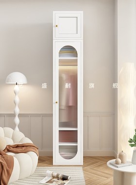 速发夹.4法式奶油风单门柜缝衣柜顶柜组合窄衣橱卧室小型收纳2子