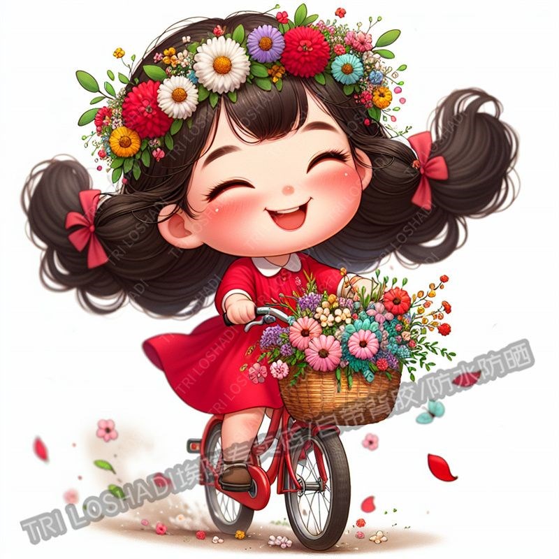 速发一路繁花骑车小孩贴纸电动车汽车防水贴画墙面满载唯美贴纸