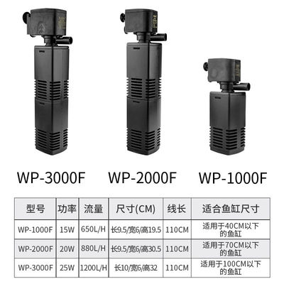 速发。鱼缸静音潜水泵小型鱼缸三合一水泵带增氧上置过滤盒家用