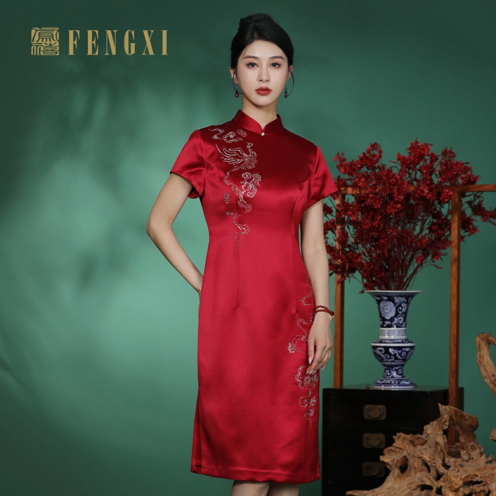 凤禧短款旗袍重工晚宴婚宴装女