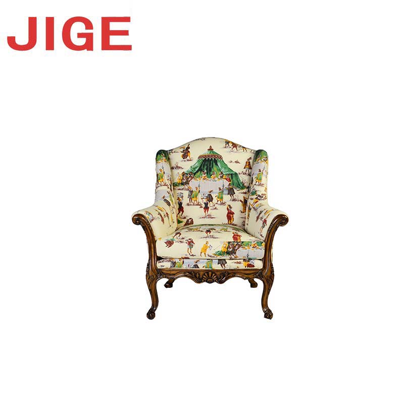 jige欧式单人沙发椅实木沙发
