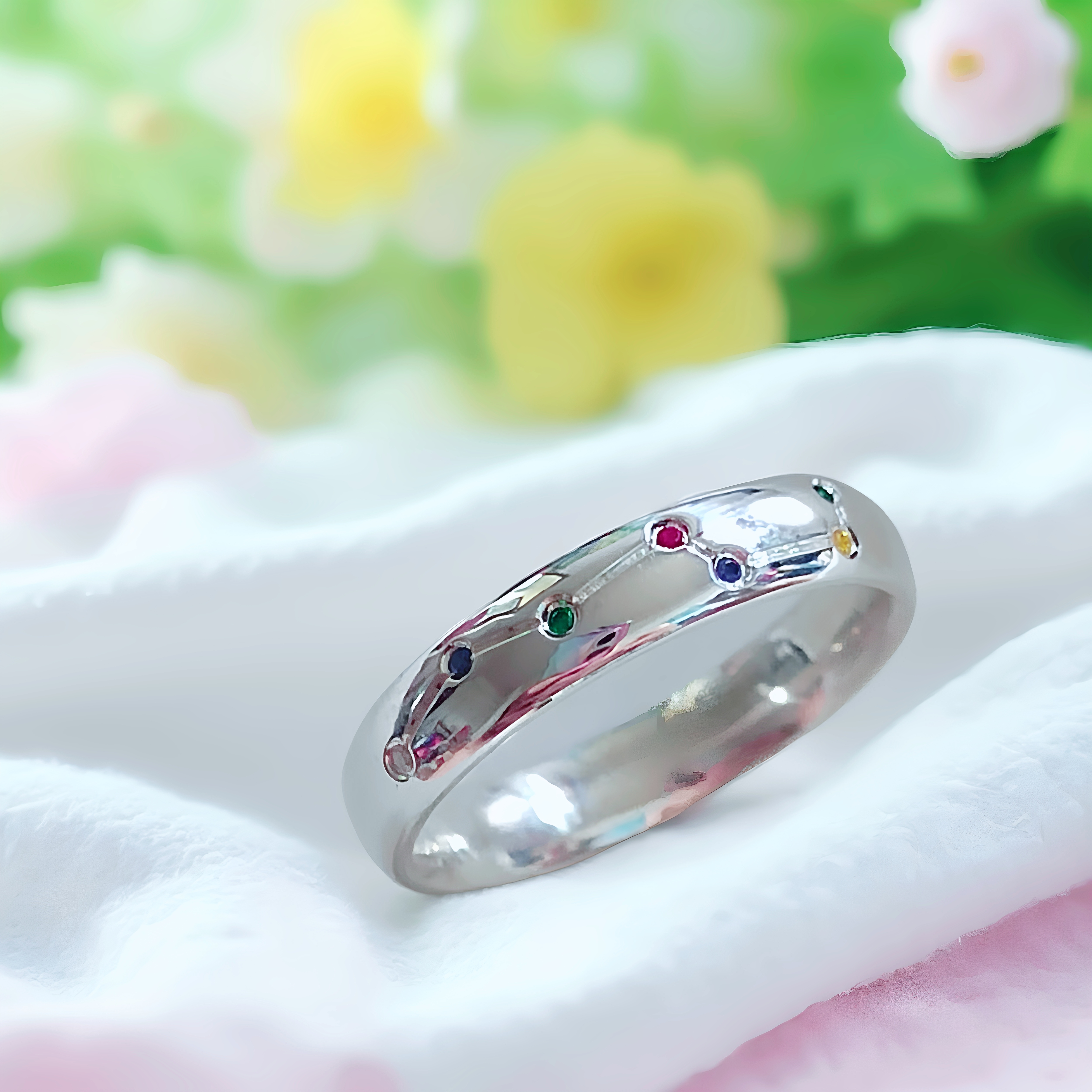 天然宝石钻石足银999戒指手工镶嵌原创北斗七星足银戒指加工定制