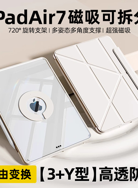 iPadair7保护壳磁吸双面夹3y折旋转拆分ipadmini7保护套2025新款适用苹果平板iPad11防弯ipadpro11透明壳air6