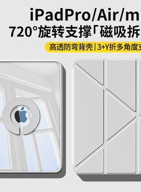 iPad保护壳磁吸双面夹透明拆分ipadmini7保护套适用苹果平板iPad第10代防弯y折2025款ipadpro11寸壳air7/6