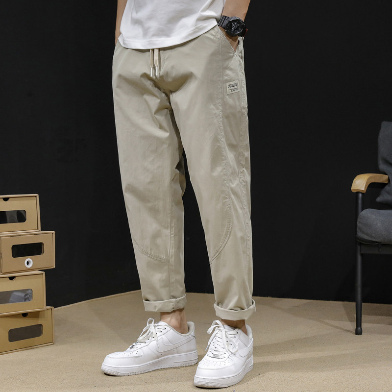 直筒休闲裤男夏季薄款宽松大码凉感裤子男士哈伦纯棉九分裤夏男裤