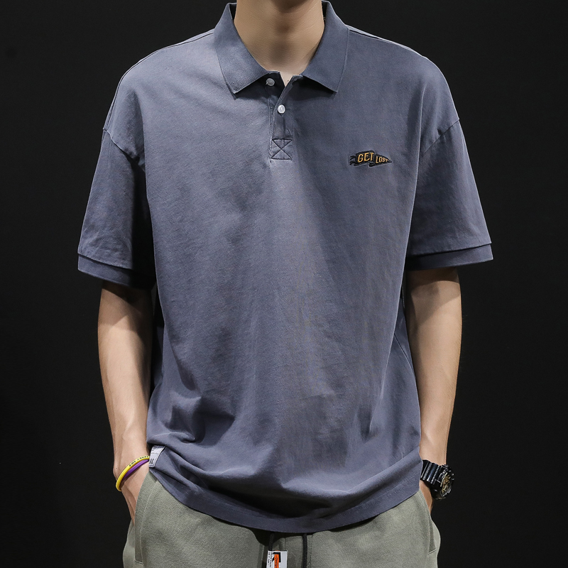 青年Polo衫男短袖t恤夏季男士半袖潮牌大码纯棉男装2023重磅体恤