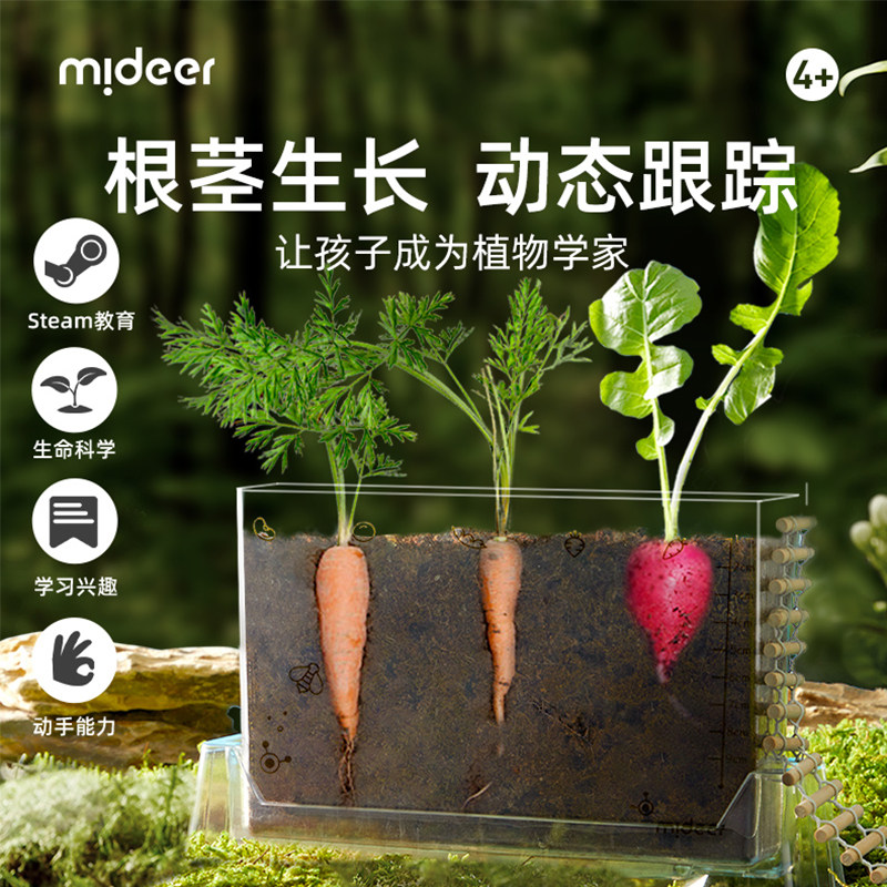 mideer弥鹿阳光房种植儿童科学小实验套装种菜植物生长观察盒玩具