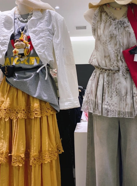 清仓特价 韩系黄色蕾丝拼接松紧腰半身裙女2025高级感洋气裙子