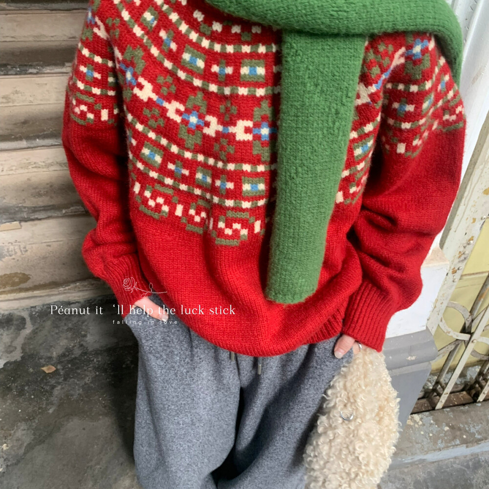 韩系圣诞新年氛围感保暖毛衣外套