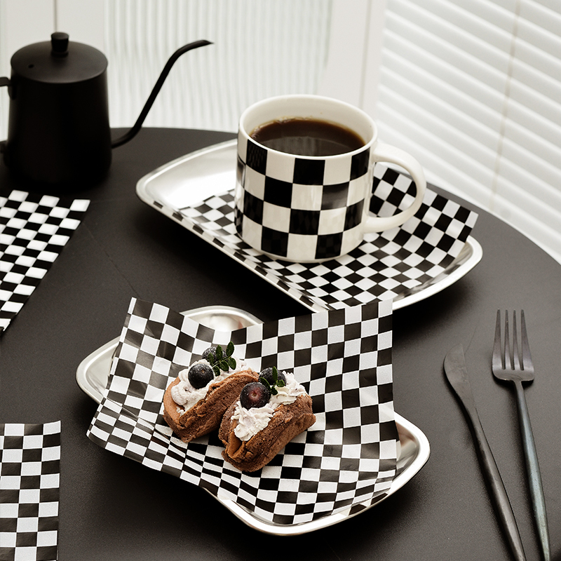 格纹防油纸美式棋盘ins风马卡龙三明治汉堡薯条蛋糕甜点专用垫纸