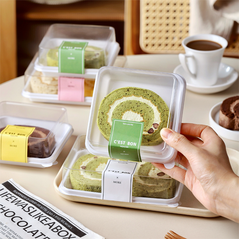 蛋糕卷包装盒单个切块透明日式瑞士虎皮卷盒子甜品西点烘焙打包盒